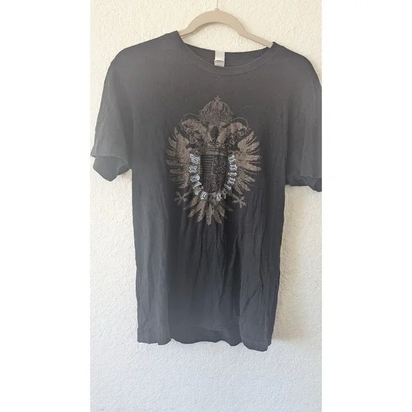Public Opinion Apparel Men's‎ Black Graphic T Shirt Crest Heraldic Design - Picture 2 of 6